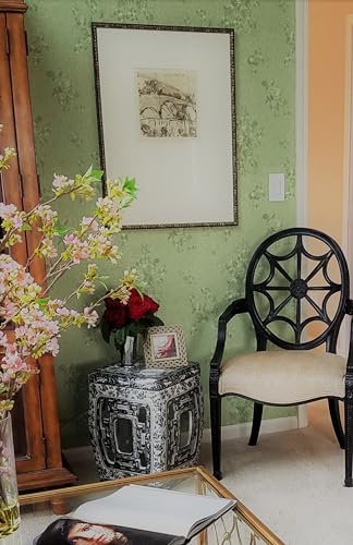 118"x17.7" Peel and Stick Wallpaper Green Thicken Floral Embossed Wallpaper - color: Green, size: 17.7" x 118"