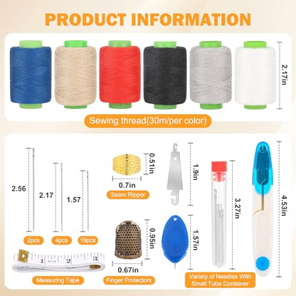 43PCS Sewing Kit for Adults – Needle and Thread Kit with Big Eye Needles, Threader & Strong Thread – for Hand Sewing, Repairs & Patching, Daily Use