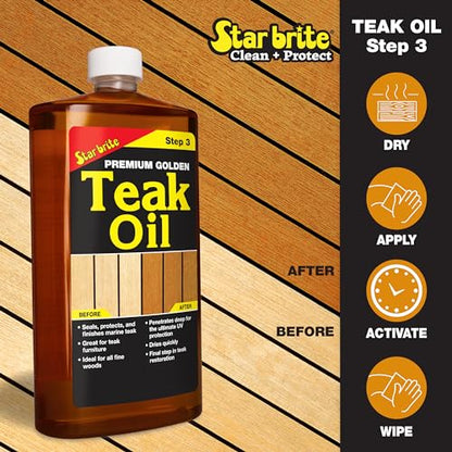 STAR BRITE Teak Oil, Premium Teak Care & Restoration - style: 16 OZ Kit