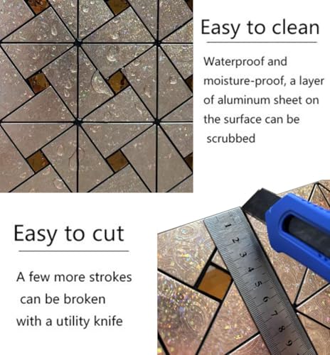 10 Sheets Peel and Stick Backsplash Tile, Self-Adhesive Mosaic Tile, Stick on Kitchen, Bathroom Vanities, Fireplace Décor, Laundry Table (10, Lasing Bronze) (10, Lasing Bronze) - color: Lasing Bronze