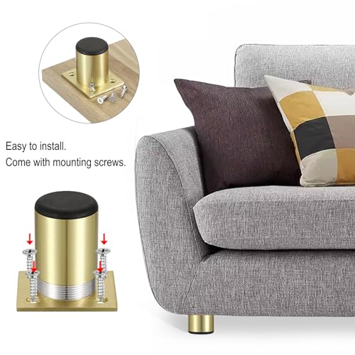 BSTKEY 4Pcs 2 Inch Aluminum Alloy Furniture Cabinet Legs - Adjustable Replacement Legs for Furniture Cabinet Foot Legs Sofa Bed Desk Table Feet Support, Gold - size: 2 Inch