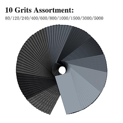 100 Pcs Wet Dry Sandpaper,80 to 5000 Assorted Grit - style: sandpaper-100 pcs