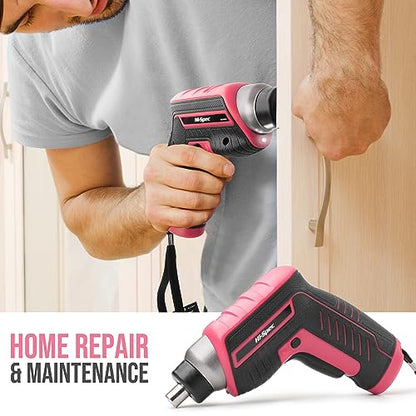 Hi-Spec 3.6V USB Electric Screwdriver for Home Repairs and Assembly, Pink - color: Pink, size: 35 Pieces