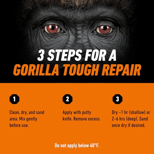 Gorilla All Purpose Wood Filler Kit, with Putty Knife and Sanding Block (Pack of 2) - size: 8 oz Kit (2-Pack)