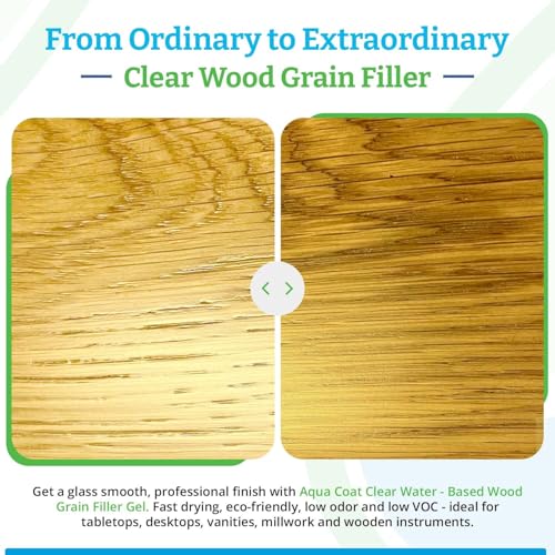 Aqua Coat Water Based Wood Finishing Bundle - Clear Wood Grain Filler Gel, Clear Instrument Lacquer Satin Topcoat, DIY, Low Odor, Fast Drying, Extreme Clarity, Water Cleanup