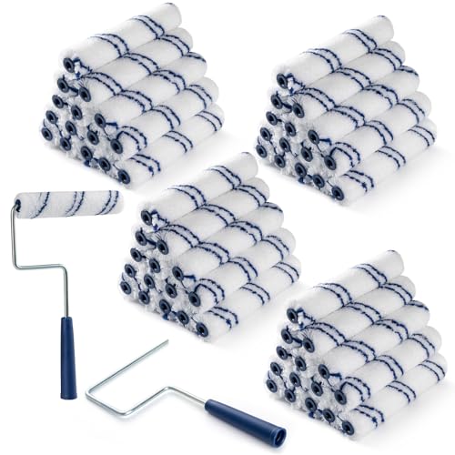 60Pcs 6 Inch Paint Rollers, Microfiber Covers with Roller Frame - size: 6 Inch Paint Roller Kit, 60 Pack