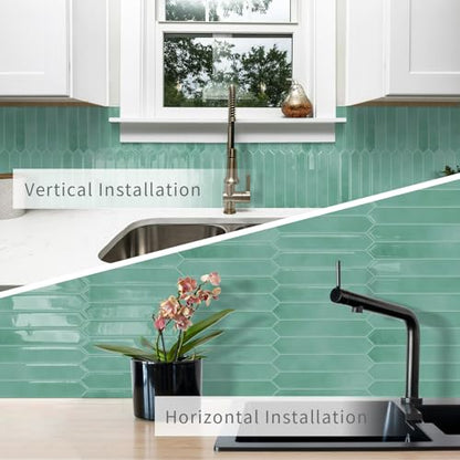 10 Sheets Long Hexagon Tile Peel and Stick Backsplash - color: Cyan