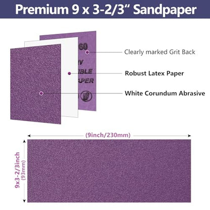 30-Sheet Premium White Corundum Wet Dry 800 Grit Sandpaper - size: 9 x 3-2/3 Inch, style: 800 Grit
