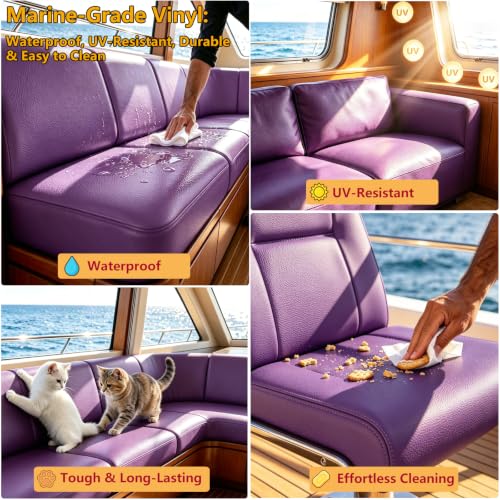 CDY Marine Vinyl Upholstery Fabric: 54"x36" Soft Grain Faux Leather Durable - color: Purple, size: 1 Yard（54"x36")
