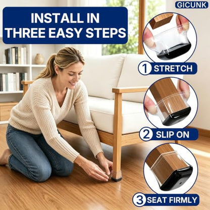 GICUNK 28 Pcs Chair Leg Floor Protectors for Carpet Square Clear - size: Square L