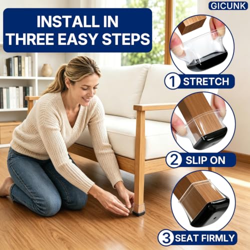 GICUNK 28 Pcs Chair Leg Floor Protectors for Carpet Square Clear - size: Square XL
