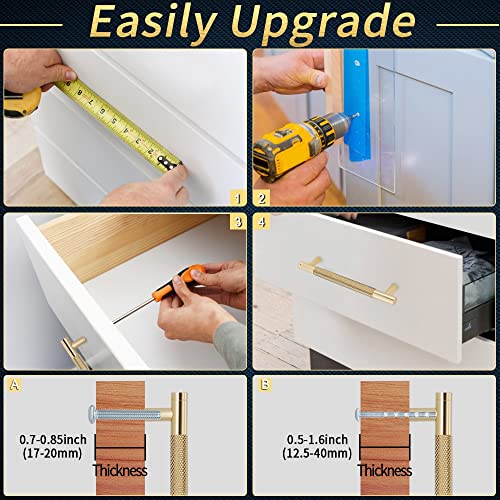 6" Length Knurled Cabinet Pulls 25 Pack - 5" Hole to Hole, Golden - color: Gold, size: 128mm | 5 inch C/C