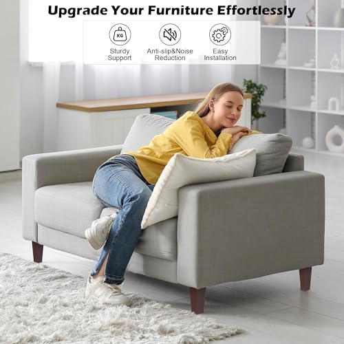 TURSTIN 16 PCS 4 Inch Wood Furniture Legs, Couch Legs Replacement, Brown - color: Brown, size: 4 Inch