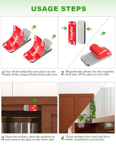 Magnetic Cabinet Door Catch, 0.12" Ultra Thin Neodymium Cabinet Magnets for Closure, No Drill Adhesive Magnetic Door Latch for Kitchen, Drawer, Closet and RV, 2 Sets - size: 2 Sets