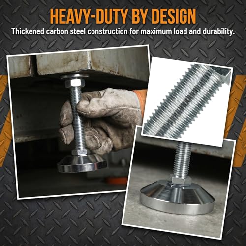 Heavy Duty 3300 lb Solid Carbon Steel Leveling Feet M16 Thread - size: D80xM16x80,2 Pack