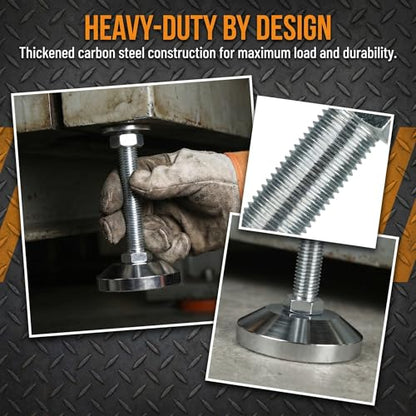 Heavy Duty 3300 lb Solid Carbon Steel Leveling Feet M16 Thread - size: D80xM16x80,2 Pack