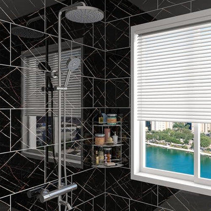 Marble Peel and Stick Backsplash 23.6 x11.8 in, 10PCS - color: Black-Striped Marble
