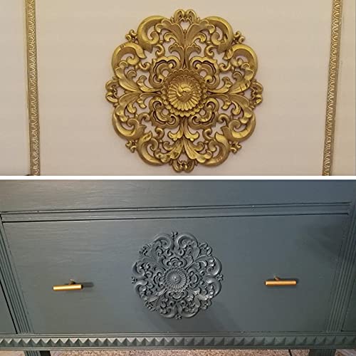 2Pcs Wood Carved Appliques Round Wooden Carving Onlays Decals for Furniture - color: 2-Pack, size: 3.94 inches