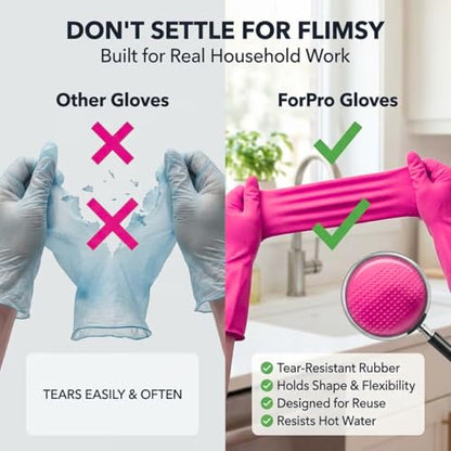 ForPro Premium Natural Rubber Gloves, 6-Pair, Medium, Cotton Candy - color: Cotton Candy, size: Medium