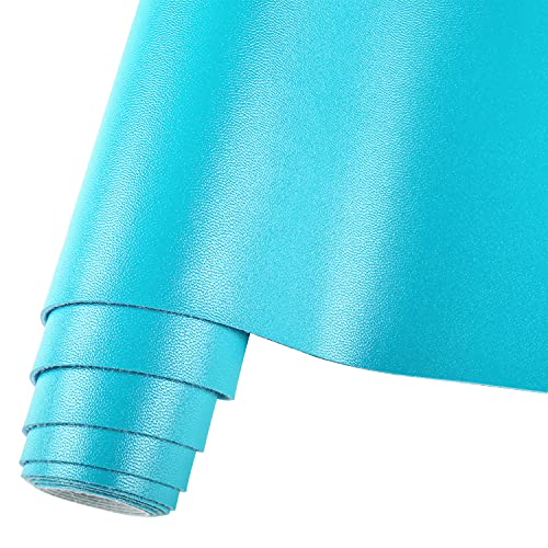 HGUAN Smooth Solid Color Sky Blue Faux Leather 12"X53"(30cmX135cm),Faux Leather Sheets Roll Very Suitable for Making Crafts, Leather Earrings, Bows,Sewing (Sky Blue) - color: Sky Blue