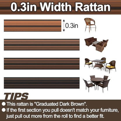Biggun 120ft Wicker Repair Kit with Tangle-Free Reel, Premium New Materials - color: Graduated Dark Brown, size: 120ft