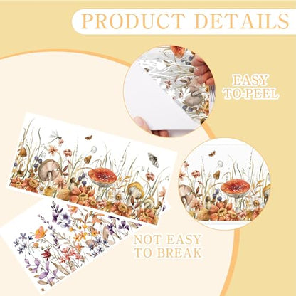 8 Pcs Boho Floral Rub-On Transfers for Furniture & Crafts - style: Boho Floral