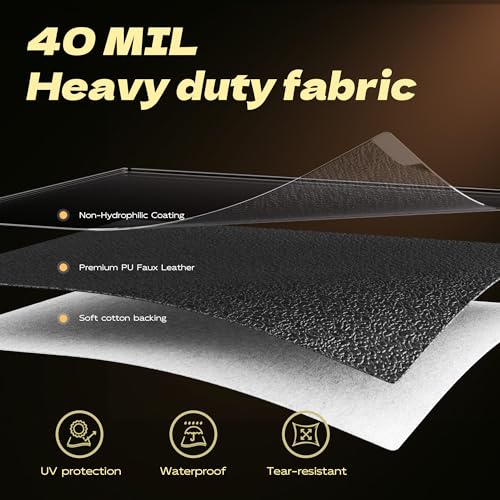 Marine Vinyl Fabric Faux Leather Upholstery, 1mm Thick, Waterproof & UV Resistant, Cotton Backing, Boat, Automotive, Crafting & Outdoor Pleather – 36" x54" (1 YD), Black - color: Black, size: 1YD(36"x54")-Folded