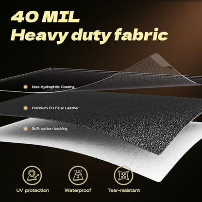Marine Vinyl Fabric Faux Leather Upholstery, 1mm Thick, Waterproof & UV Resistant, Cotton Backing, Boat, Automotive, Crafting & Outdoor Pleather – 36" x54" (1 YD), Black - color: Black, size: 1YD(36"x54")-Folded