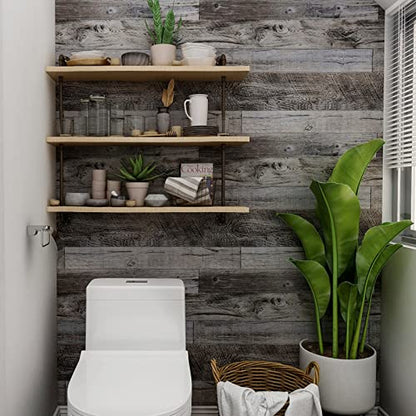Yun-aeon Natural Wood-Gray Contact Paper Peel and Stick Wallpaper - color: Natural Wood-Gray, size: 17.3" x 120"