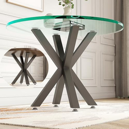 28" Metal Table Base with Suction Cups, Fits Glass Marble Wood - color: Metal Black