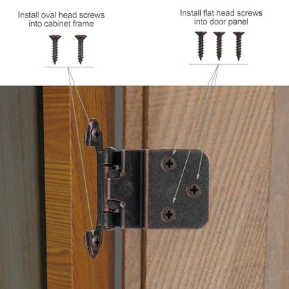 Oil Rubbed Bronze (Antique) Cabinet Hinges, 3/8” Inset, 4 Pack - color: Antique Copper, size: 3/8 Inch Inset