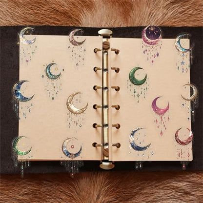 Fantasy Galaxy Stickers - 50pcs Aesthetic Transparent Waterproof Celestial Decals for Water Bottle Laptops,Scrapbook,Journals,Kindle Case Teens and Adults (Bright Color) - color: Bright Color