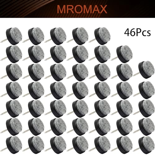 MroMax Round Felt Furniture Pads Nail-on Slider-0.79"/20mm Diameter Screw-on Floor Protectors for Wooden Furniture Chair Tables Leg Feet Non Slip Black Tone 46Pcs - size: 0.79"Dia(20mm)