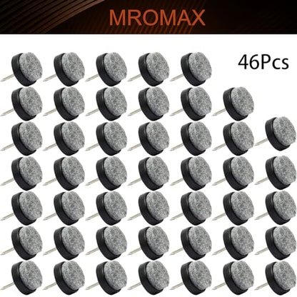 MroMax Round Felt Furniture Pads Nail-on Slider-0.79"/20mm Diameter Screw-on Floor Protectors for Wooden Furniture Chair Tables Leg Feet Non Slip Black Tone 46Pcs - size: 0.79"Dia(20mm)