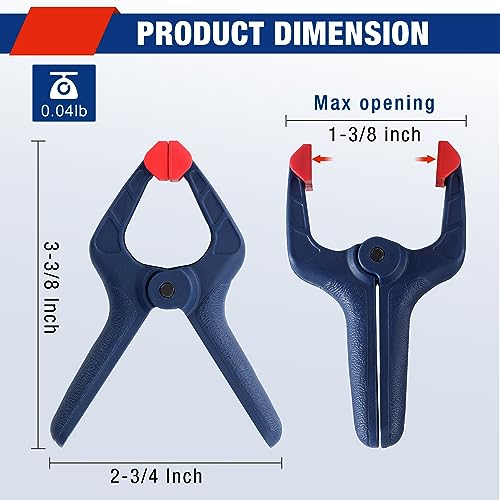 WORKPRO Spring Clamp Set, 16-Piece 3-3/8" with Adjustable Jaw Pads - color: Blue, size: Single Size Set (3-3/8")