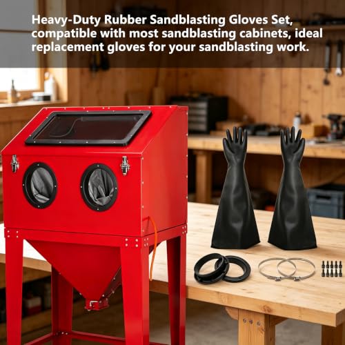 Heavy Duty Sandblasting Gloves Rubber Gloves for Sandblaster Protective Safety Work Black Striped Glove - color: Black 27.5" Gloves Set
