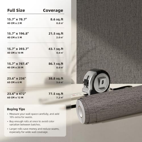 WADILE Grasscloth Peel and Stick Wallpaper 15.7in x 78.7in, Textured Contact Paper for Cabinets, Faux Linen Wall Paper Pull and Stick, Fabric Vinyl Wallpaper Self Adhesive Brown Gray - color: Brown Gray, size: 15.7" x 78.7"