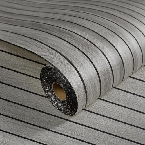 3D Peel and Stick Wall Panels Thick Faux Wood Grain Slat Wallpaper - color: Light Gray