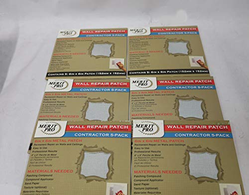 Merit Pro 03220 6" x 6" Wall Repair Patch, Case Of 5