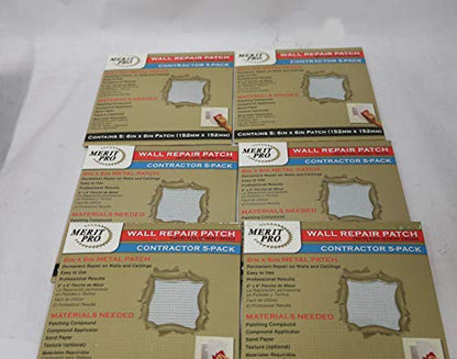 Merit Pro 03220 6" x 6" Wall Repair Patch, Case Of 5