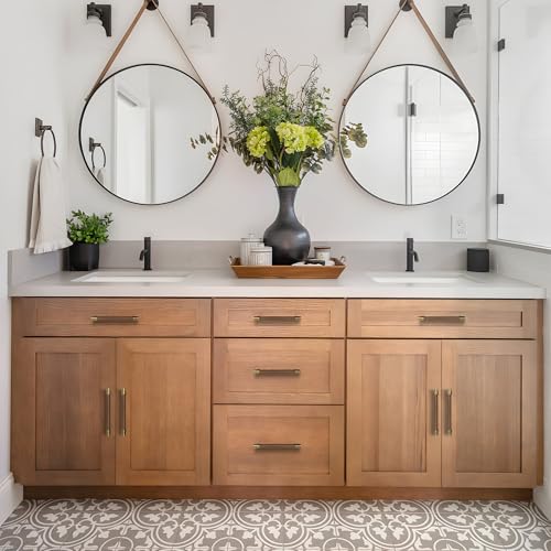 SALISENG-5 Pack Walnut Wood and Antique Brass Kitchen Cabinet Pulls,5 Inch Brass Dresser Drawer Handles, Modern Furniture Pulls for Cupboard Wardrobe Closet Cabinet Hardware - size: 5 Inch Hole Center