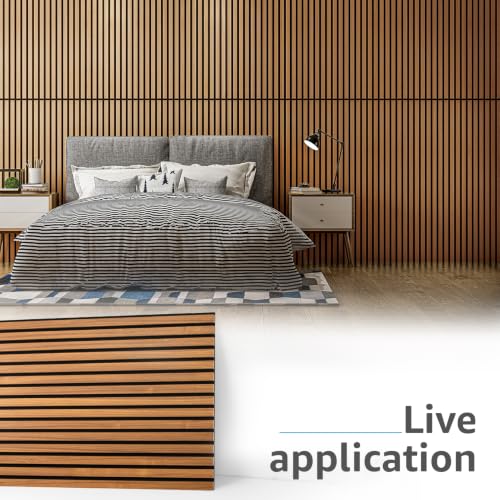 Art3d 4-Pack Fluted Acoustic Wood Slat Wall Panel, 47.2 x 23.6 Inch, Teak - color: Teak, size: 4pcs - 47.2＊23.6in.