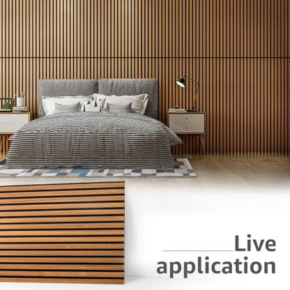 Art3d 4-Pack Fluted Acoustic Wood Slat Wall Panel, 47.2 x 23.6 Inch, Teak - color: Teak, size: 4pcs - 47.2＊23.6in.