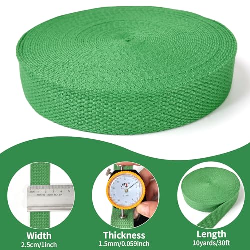 Green Cotton Webbing 1in x 10Yards - color: Green