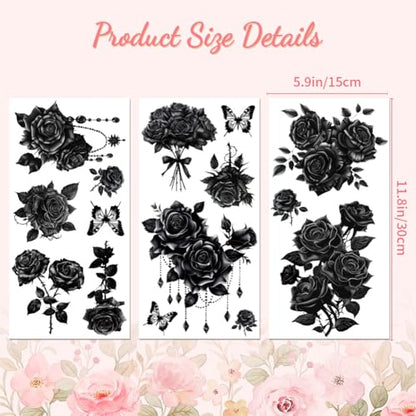 Peacoblue Gothic Black Roses Rub On Transfers for Furniture Craft 6"x12" - style: Gothic Black Roses