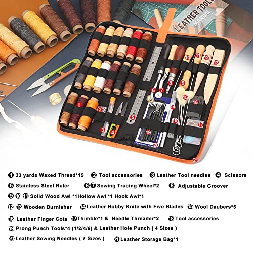 BUTUZE Leather Working Tools, Practical Leather Craft Kit - size: 66 Pcs