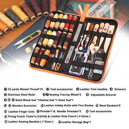 BUTUZE Leather Working Tools, Practical Leather Craft Kit - size: 66 Pcs
