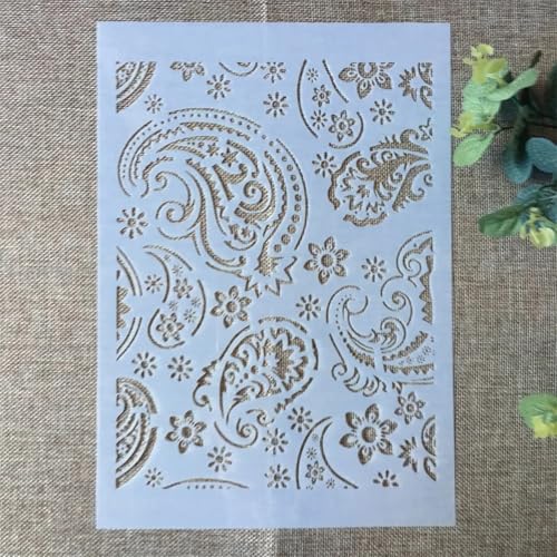 TIAMECH A4 Reusable Paisley Stencil for Painting - style: Paisley Flower