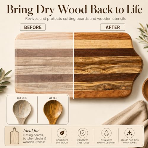 Wood Butter Cutting Board Wax, Food Grade Mineral Oil and Beeswax Conditioner for Butcher Blocks, Wooden Utensils and Serving Boards, Handmade in USA (4 FL OZ) - size: 4 Fl Oz