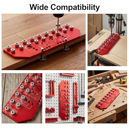 VASTHOME 9 Holes Shelf Pin Jig and Hinge Jig 2-in-1, 1/4 Inch & 5mm - size: 9 Holes